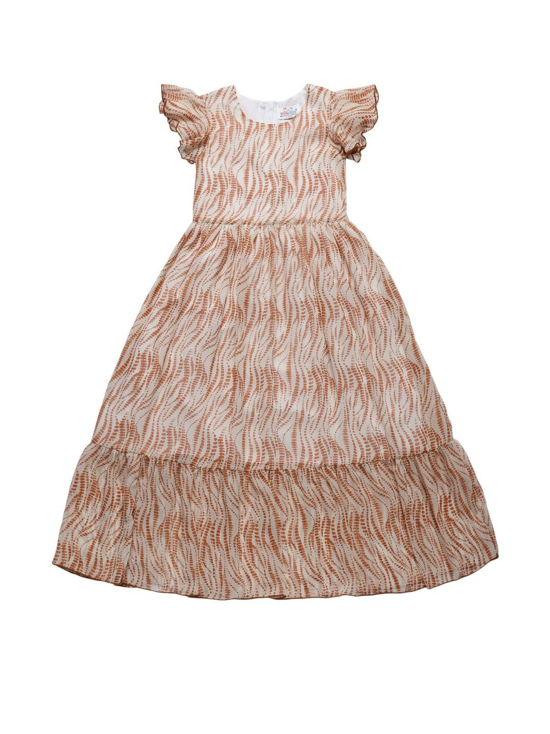 YOUNG BIRDS Girls Flutter Sleeve Fit & Flare Maxi Dress