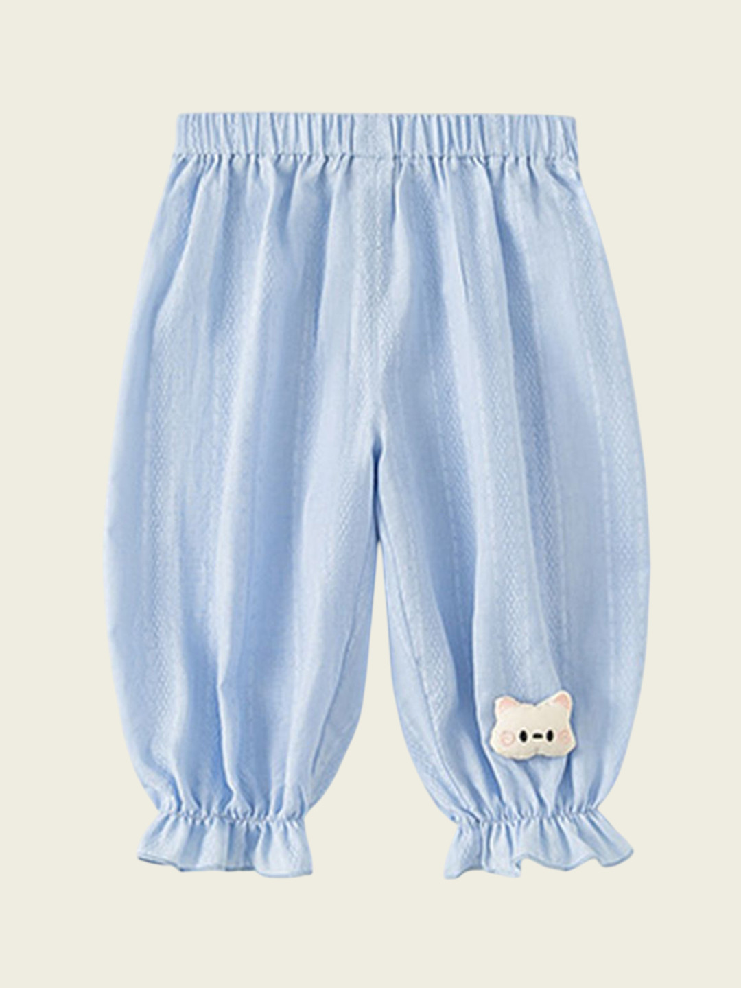 LULU & SKY Girls Self Design Jogger Fit Cotton High-Rise Regular Trousers
