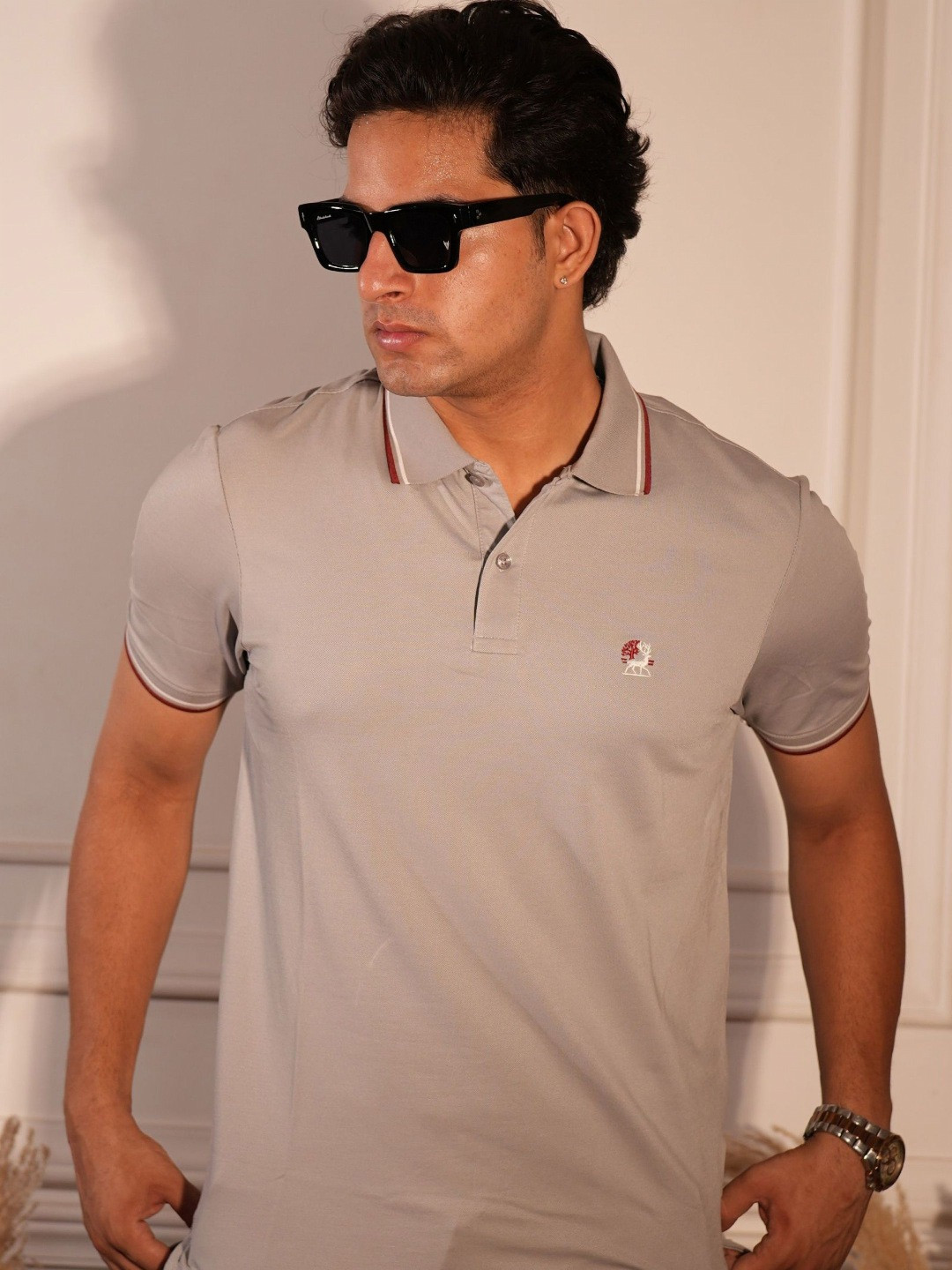 BLACK BUCK Polo Collar Short Sleeves Cotton T-shirt