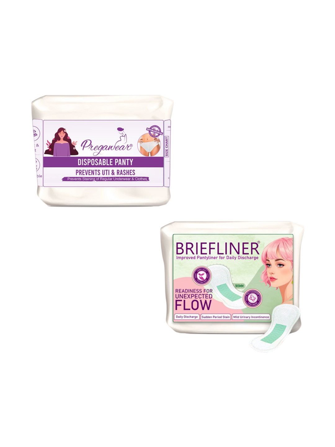 Disposable Panty 15Pc & Briefliner 5Pc Combo | Daily Discharge | Pregnancy & Periods