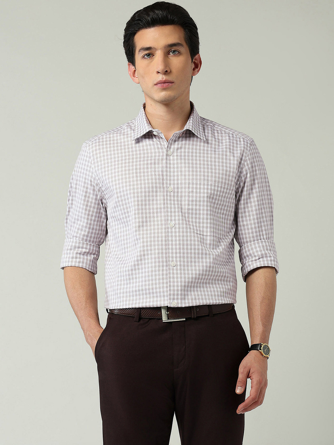 AD By Arvind Grid Tattersall Checked Long Sleeves Regular Fit Cotton Shirt