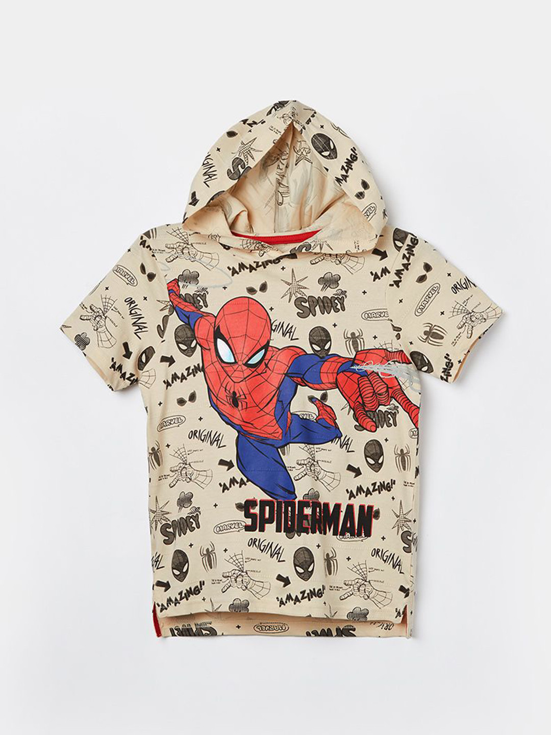 Fame Forever by Lifestyle Boys Graphic Printed Hooded Spider-Man Cotton T-shirt
