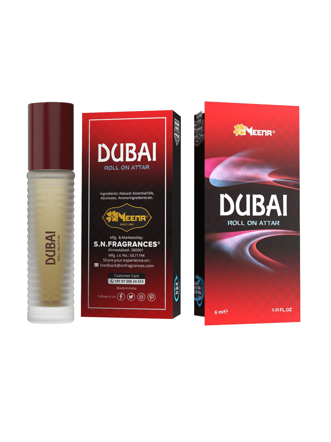 MEENA Dubai Long Lasting Roll On Attar - 6 ml