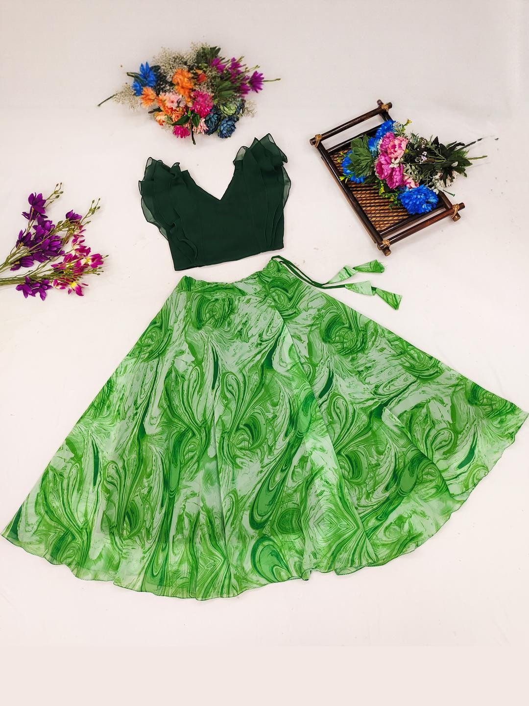 RJ ONLINE Ready To Wear Poly Georgette Lehenga Choli
