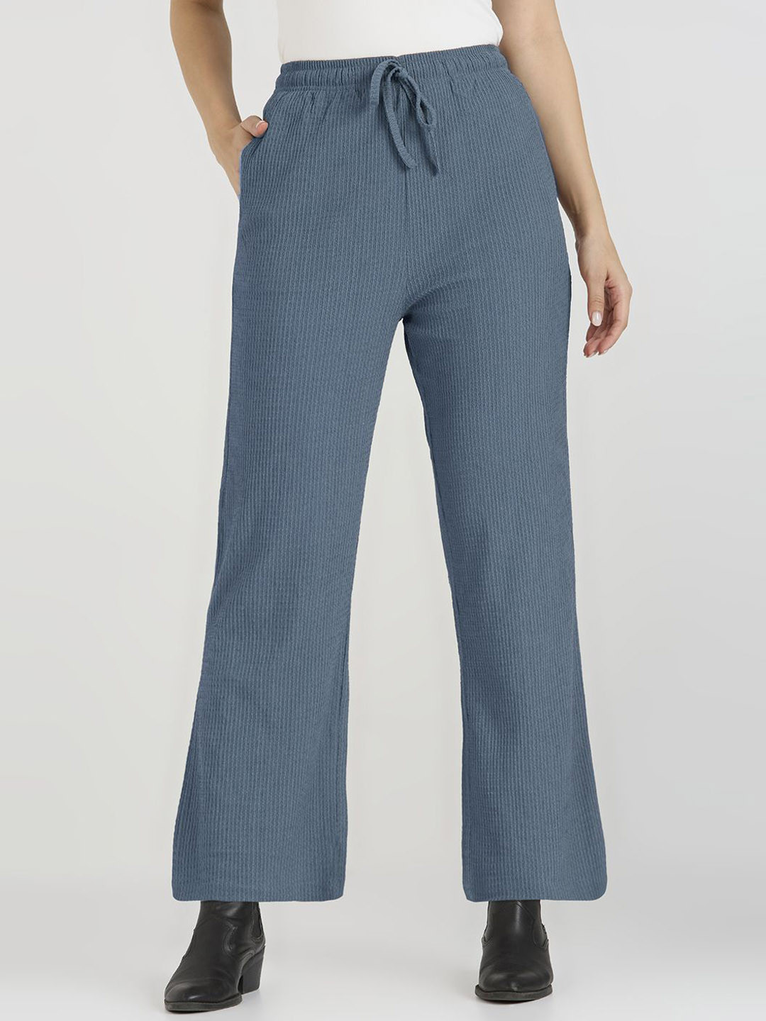 CEFALU Women Striped Relaxed High-Rise Trousers