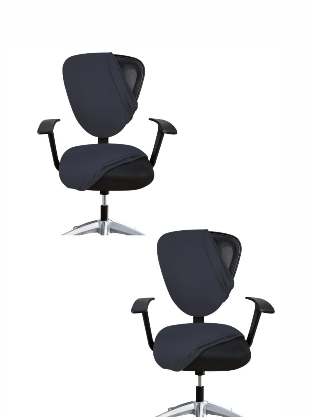 Lazi Set Of 2 Grey Stretchable Office Chair Covers