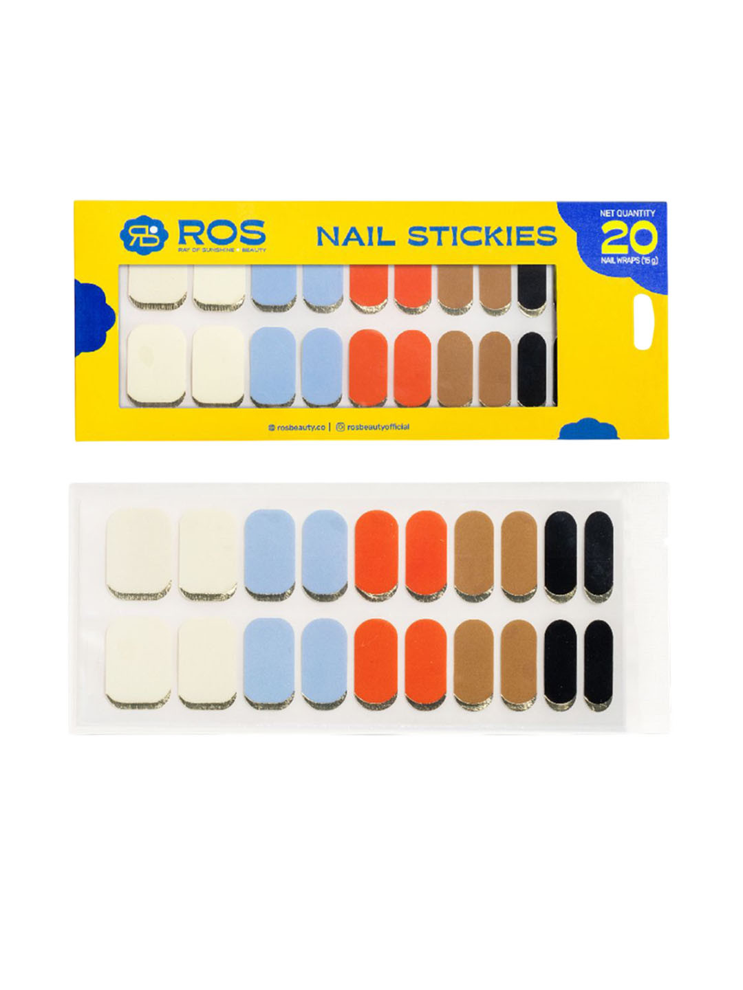 Ray Of Sunshine- ROS Beauty Set Of 20 Peel & Stick Nail Art Stickers- Glow Where You Go