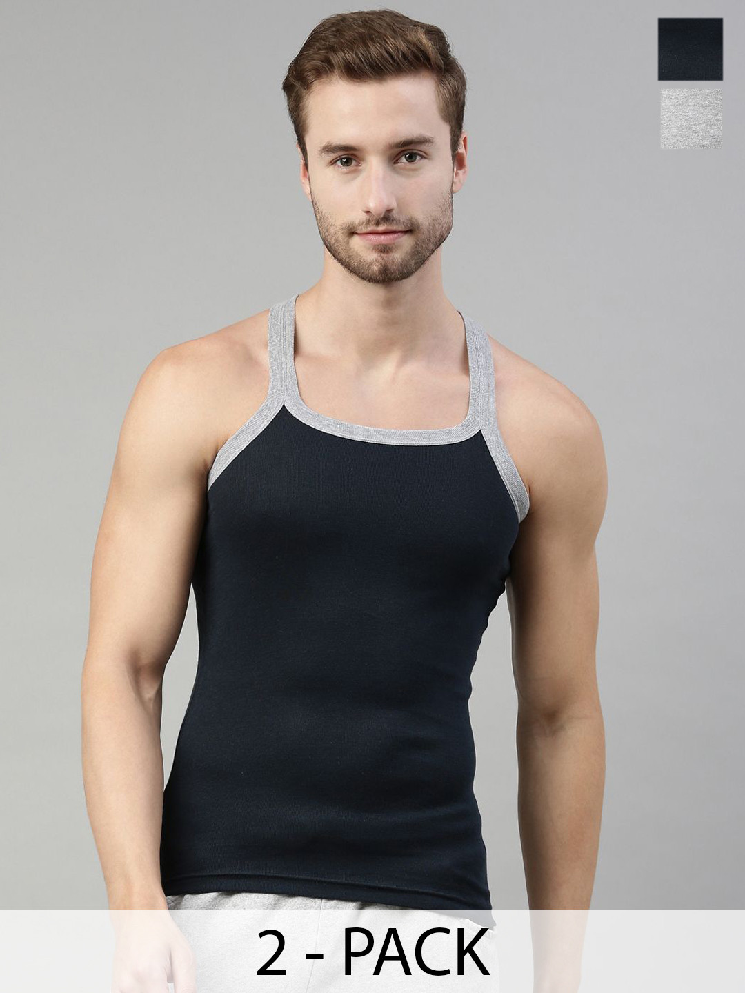 Dixcy Scott Originals 2-Pcs Pure Combed Cotton Gym Vests DSO-BOLD GYM VEST (B 111)-P2