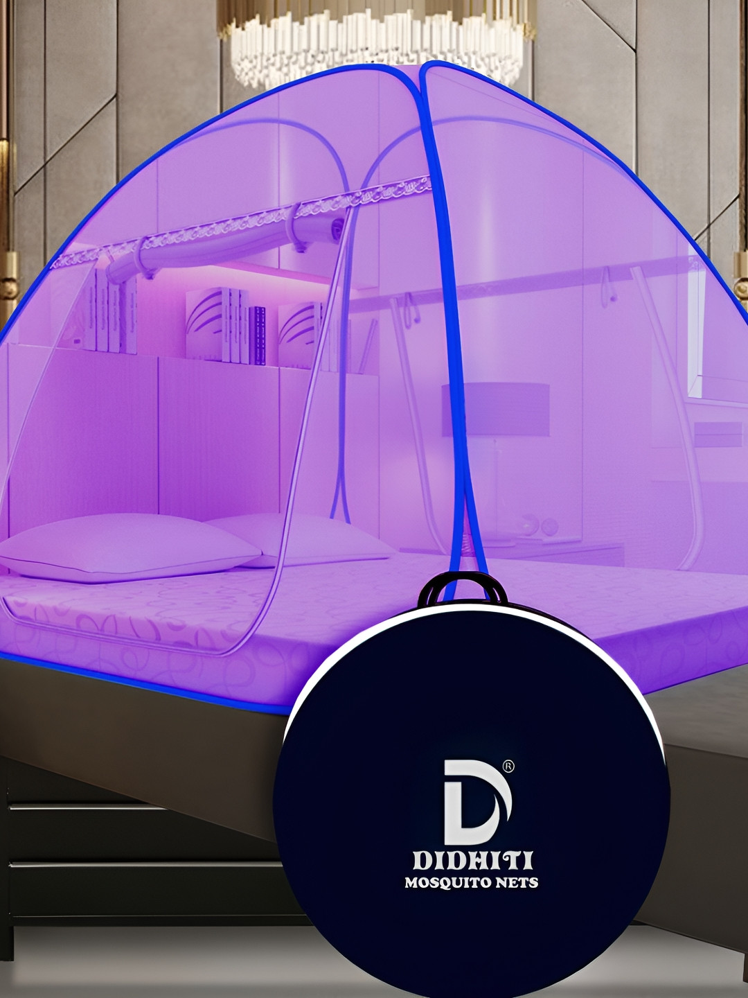didhiti Purple & Navy Blue Super King Size Tent Mosquito Net