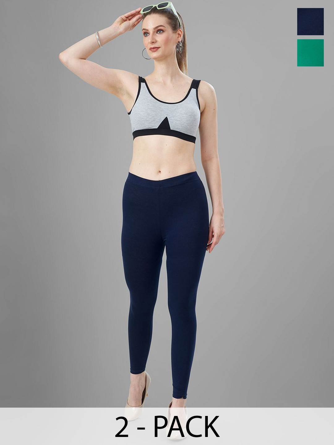 T19 Pack Of 2 4-Way Stretchable Ankle-Length Leggings