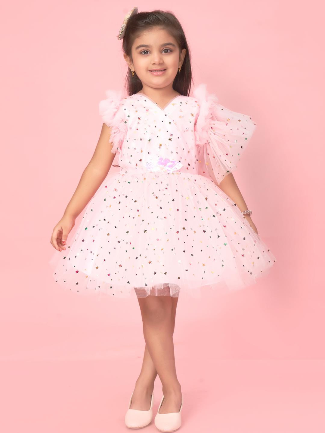 Muhuratam Pink Nylon Dresses