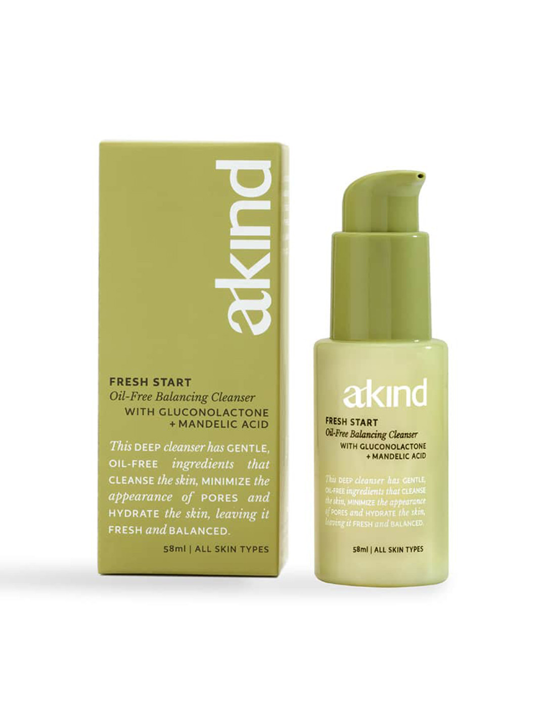 akind Fresh Start Oil-Free Balancing Cleanser Mini with Mandelic Acid - 58 ml