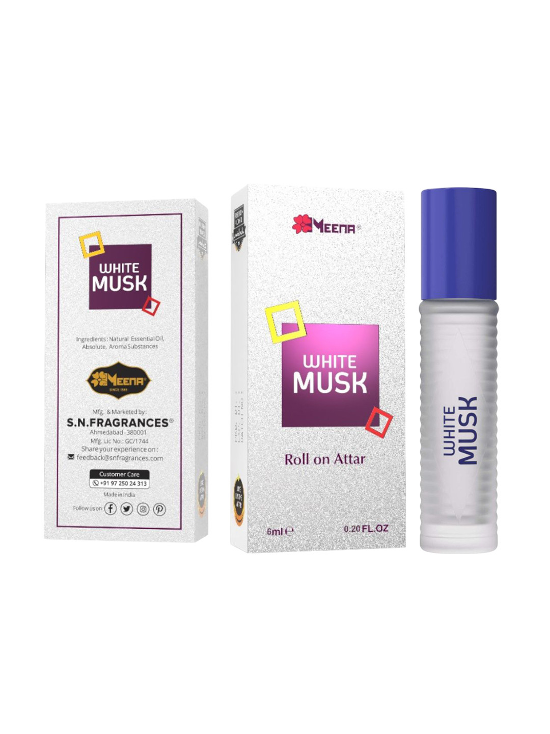 MEENA White Musk Long Lasting Roll Attar - 6 ml