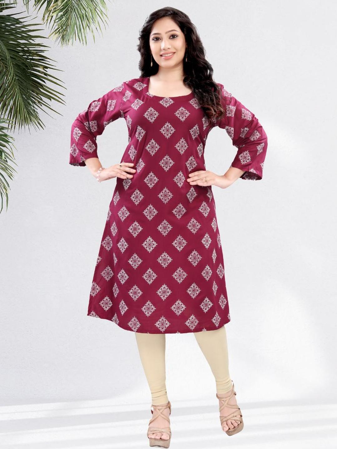 Geometeric Printed Round Neck Kurti