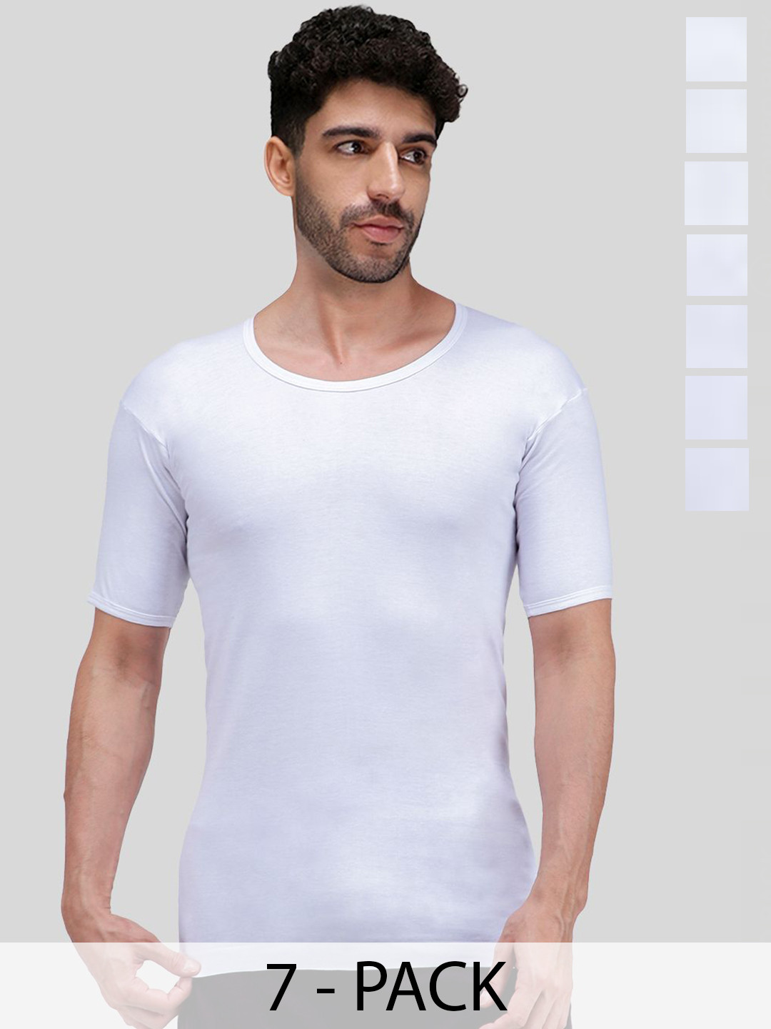 AMUL COMFY Pack Of 7 Cotton Scoop Neck Undershirt Vest AC-PLVESTRNS-WHT-XS-7PC