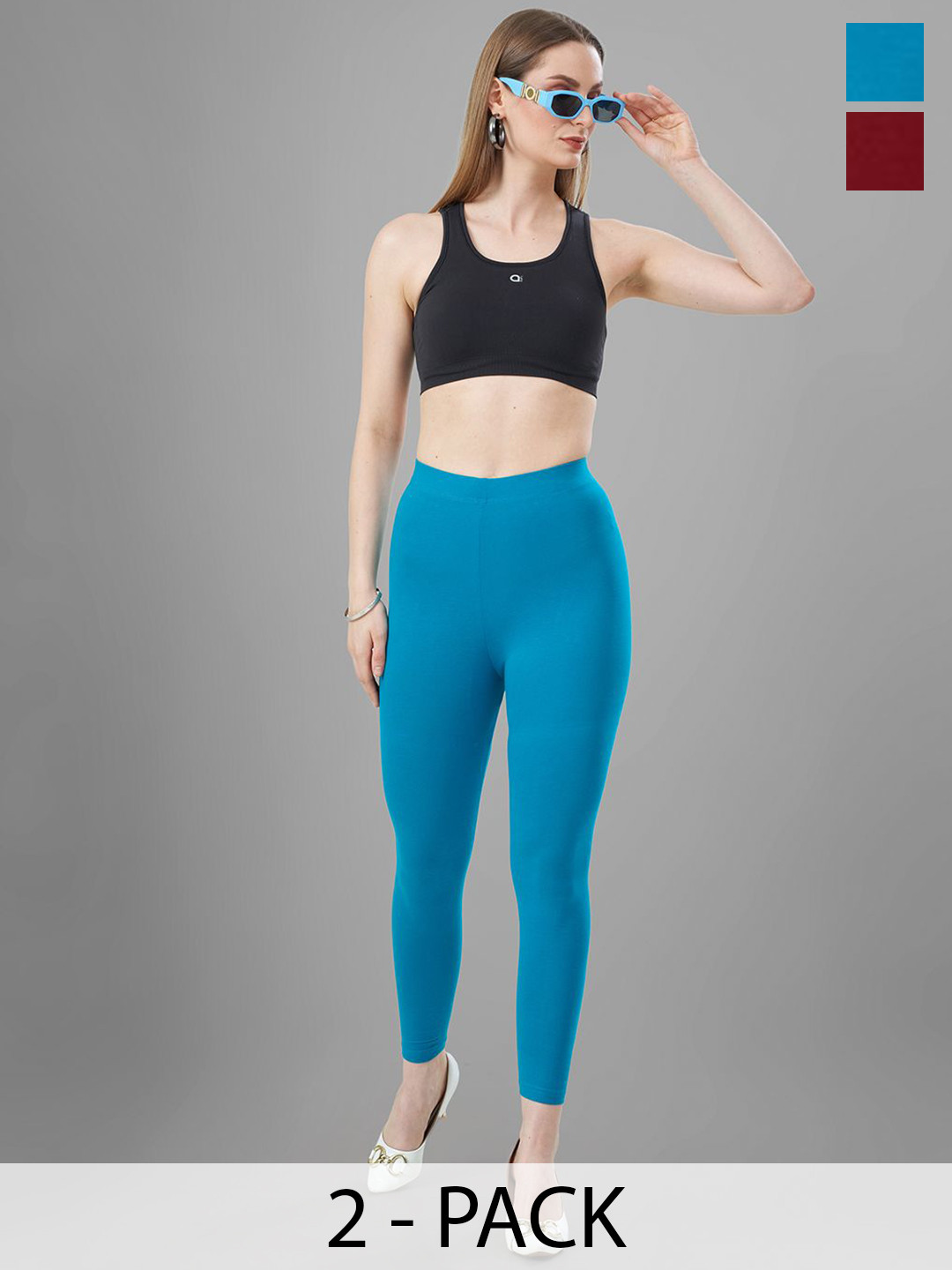 T19 Pack Of 2 4-Way Stretchable Ankle Length Leggings