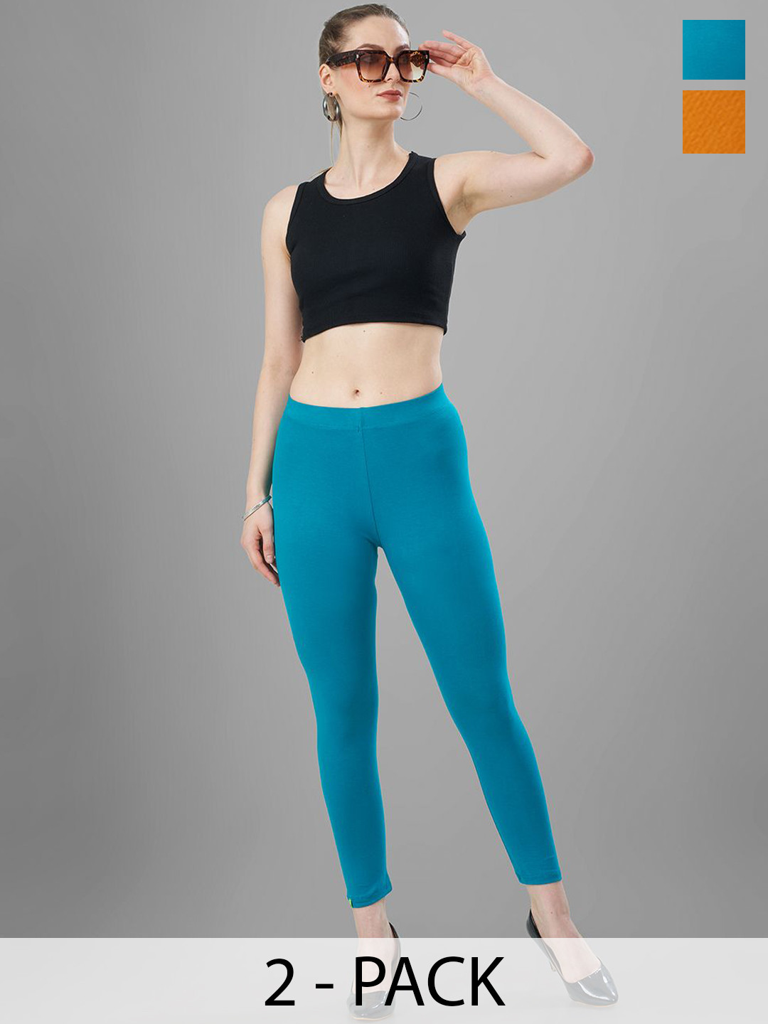 T19 Pack Of 2 4-Way Stretchable Ankle Length Leggings