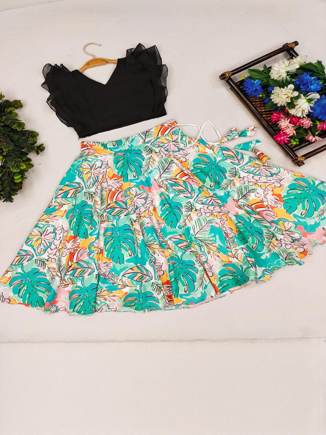 RJ ONLINE Dyed Viscose Rayon Lehenga Choli