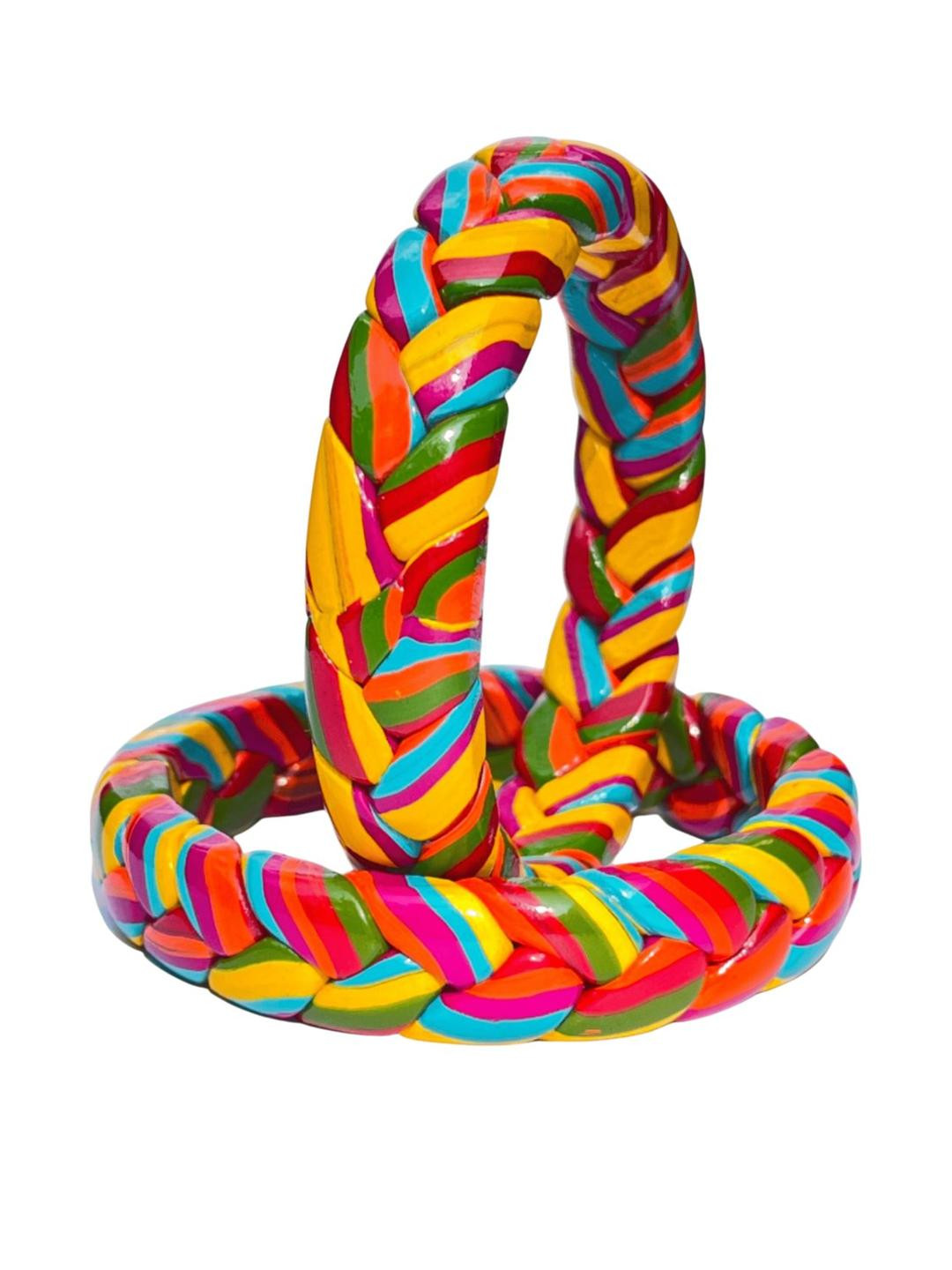 Aaroz & Co.s Multicolor Braided Style Lac rajasthani bangles