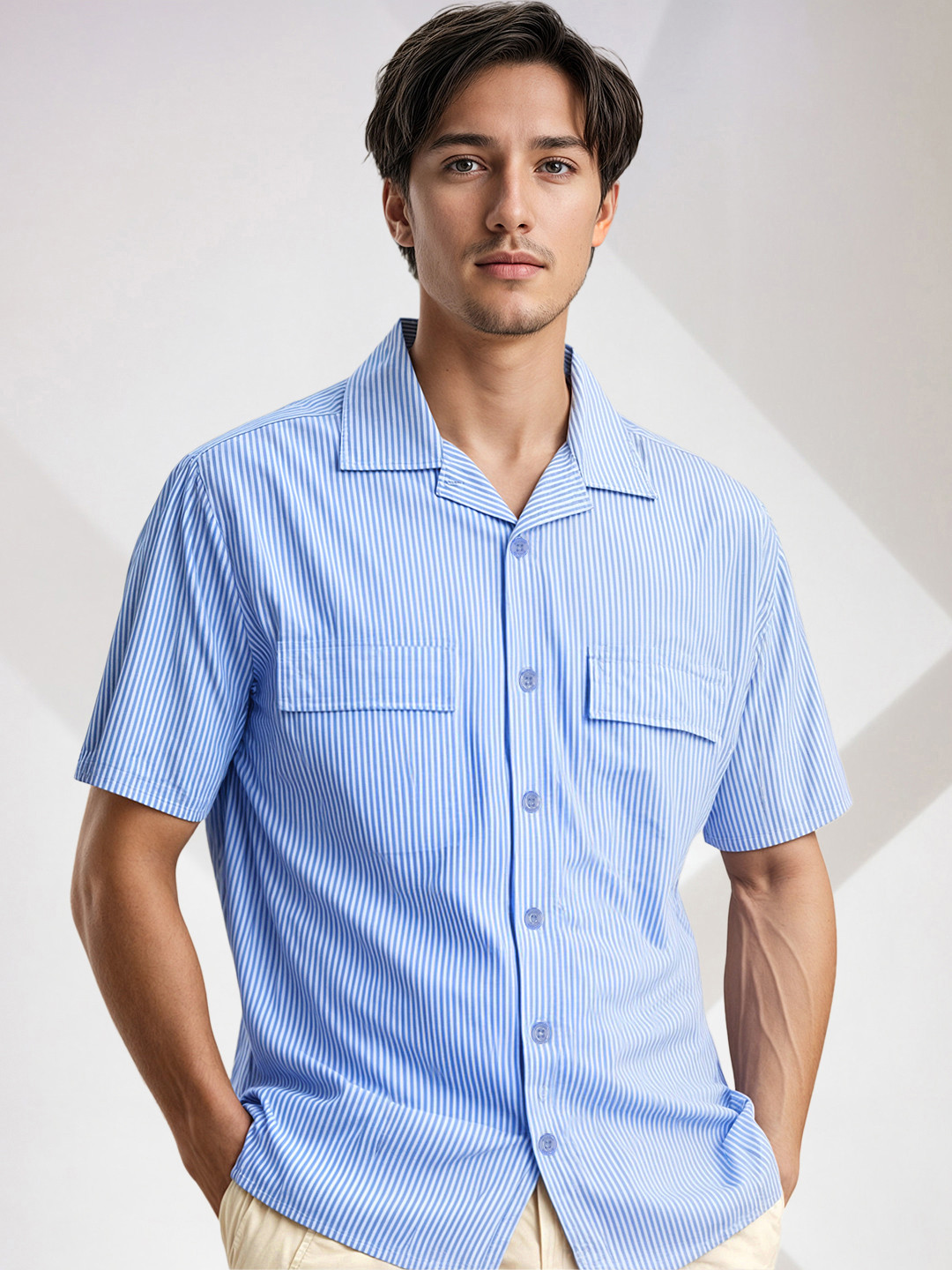 encore by INVICTUS Vertical Stripes Casual Shirt