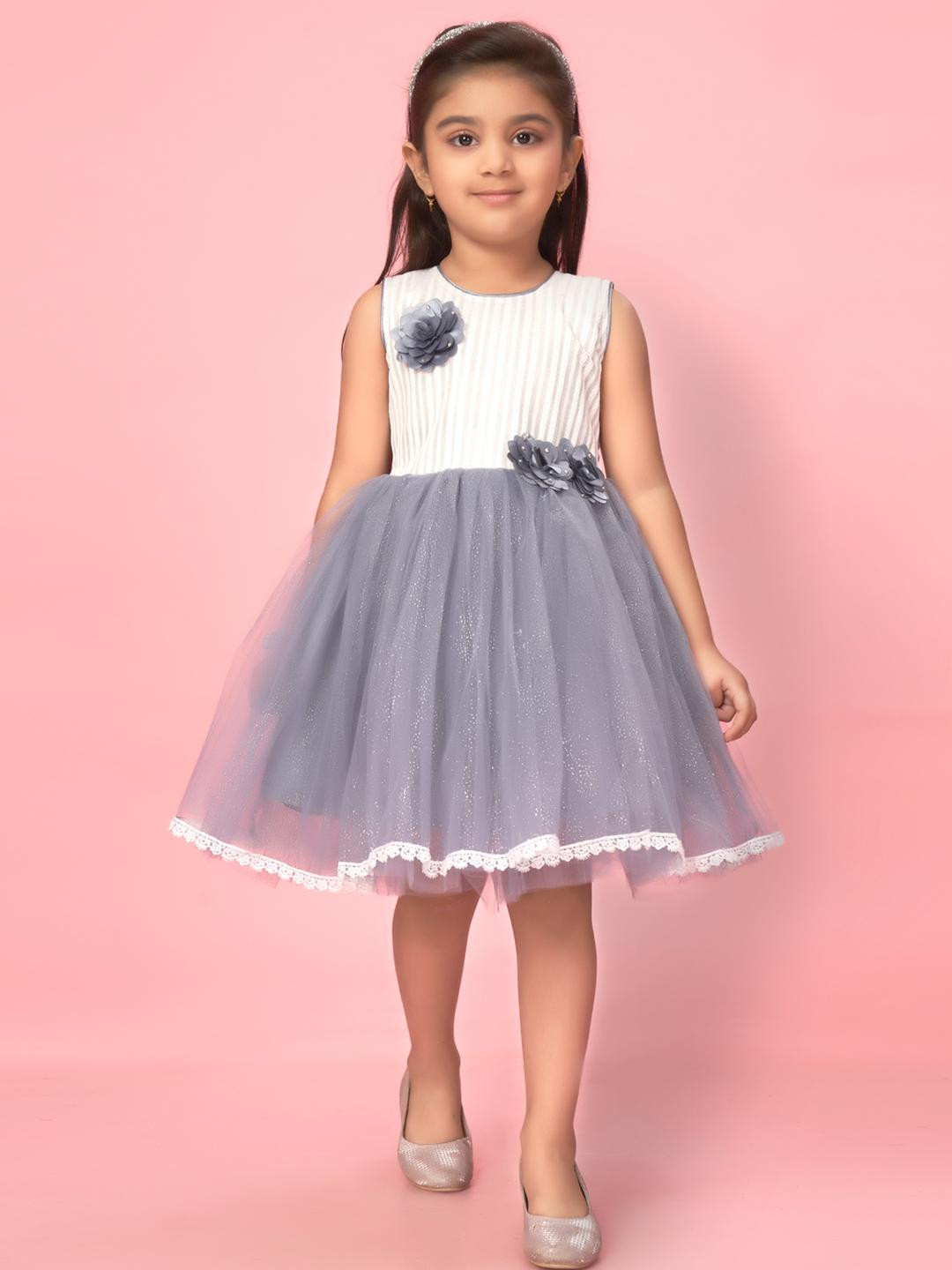 Muhuratam Grey Nylon Dresses