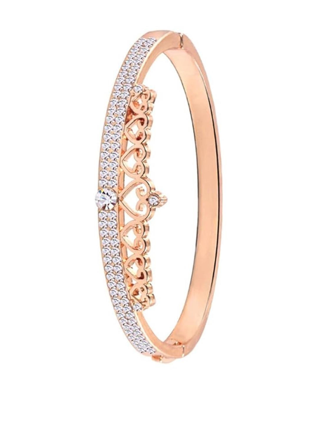Cubic Zirconia  Crown Rose Gold Plated Bangle Style Bracelet