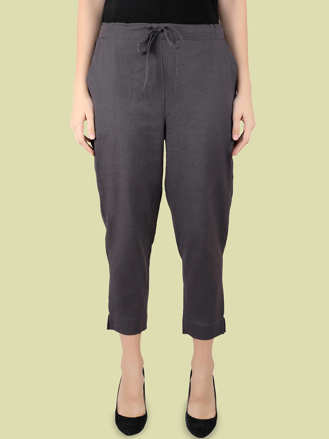 Me Craft Women Solid Mid-Rise Mom Fit Comfort Trousers