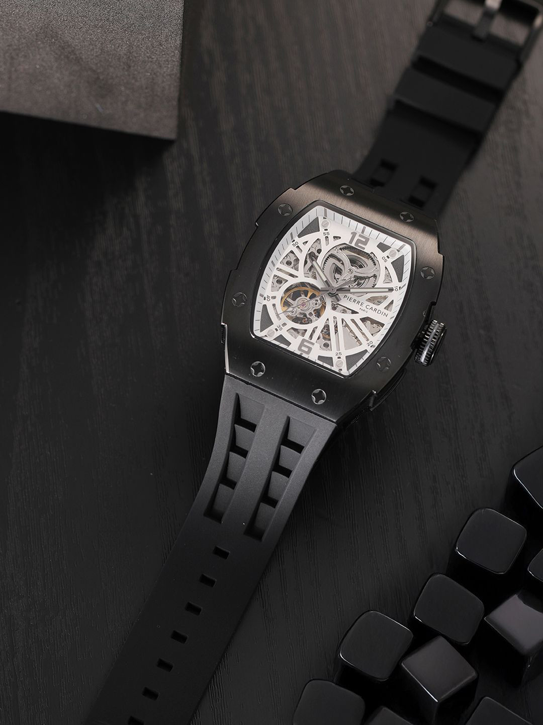 pierre cardin Squelette Men Skeleton Dial&Strap Analogue Multi Function Watch CF.1013.PB.6