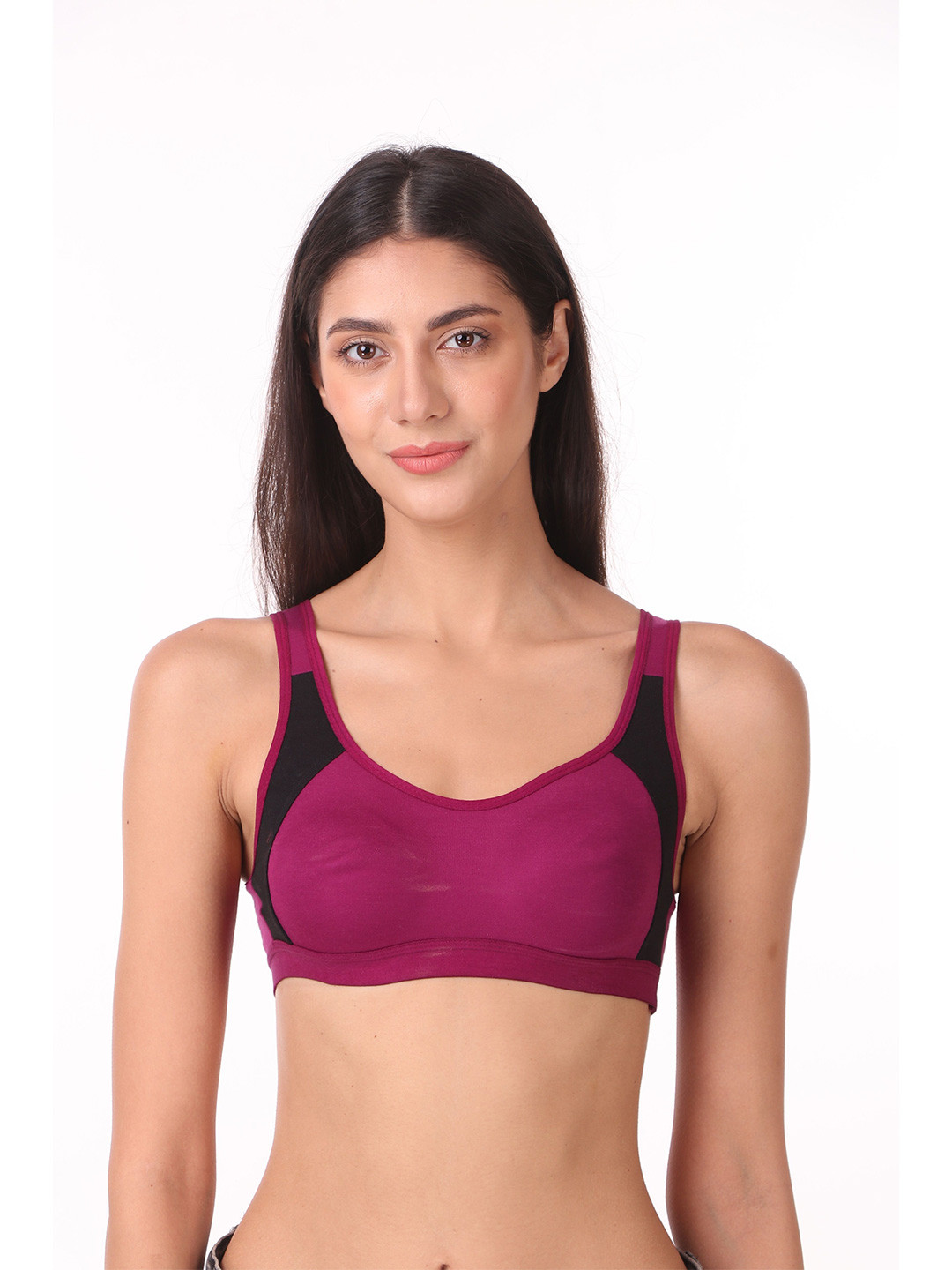 Halfspin Women Colourblocked Seamless Full Coverage Underwired Cotton Workout Bra