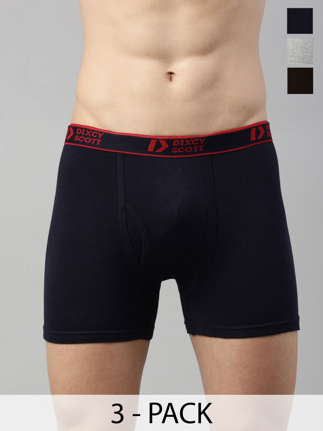 Dixcy Scott Originals 3-Pcs Pure Cotton Mid-Rise Trunks TITAN-TRNK-P3, NGMLCB