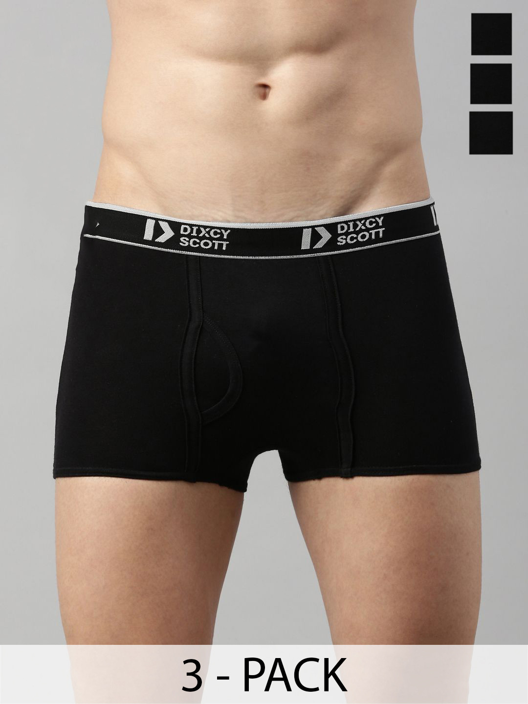 Dixcy Scott Originals 3-Pcs Pure Cotton Mid-Rise Trunks DSO SWISH-TRNK-P3, BLBLBL