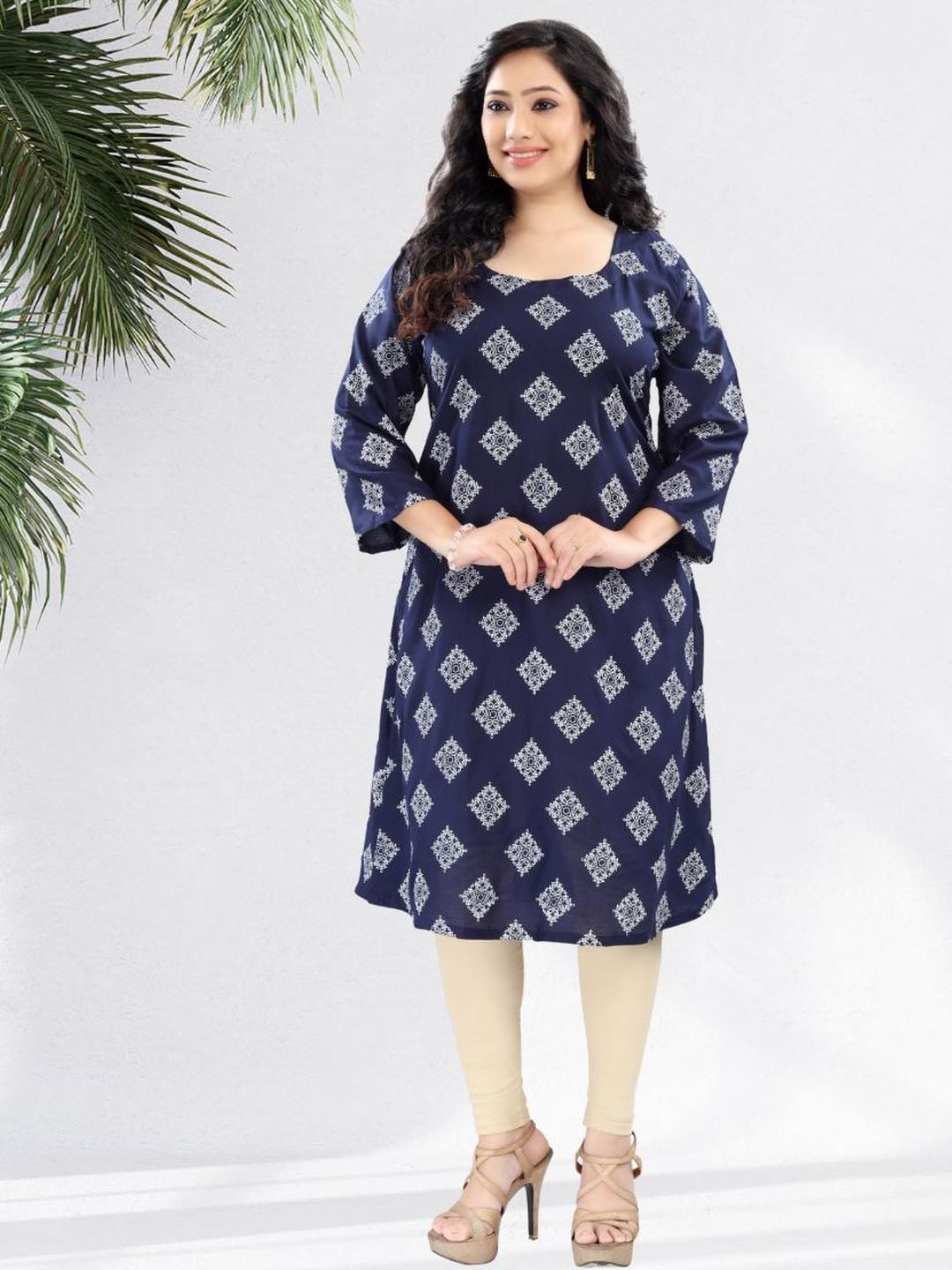 Geometeric Printed Round Neck Kurti