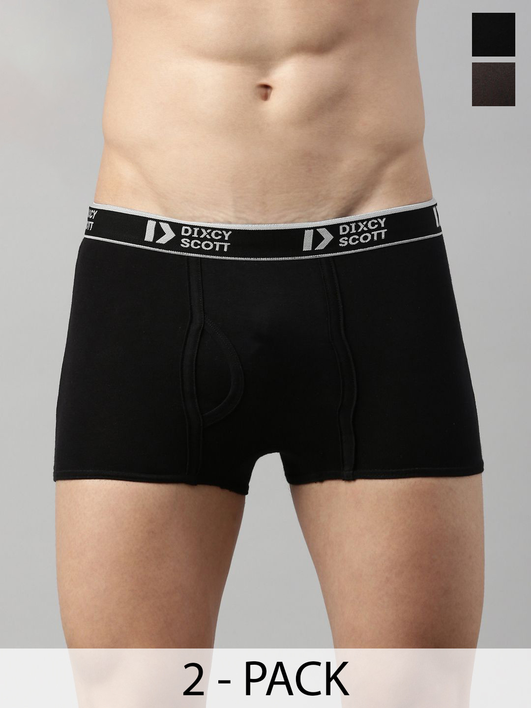 Dixcy Scott Originals 2-Pcs Pure Cotton Mid-Rise Trunks DSO SWISH-TRNK-P2, BLKDG
