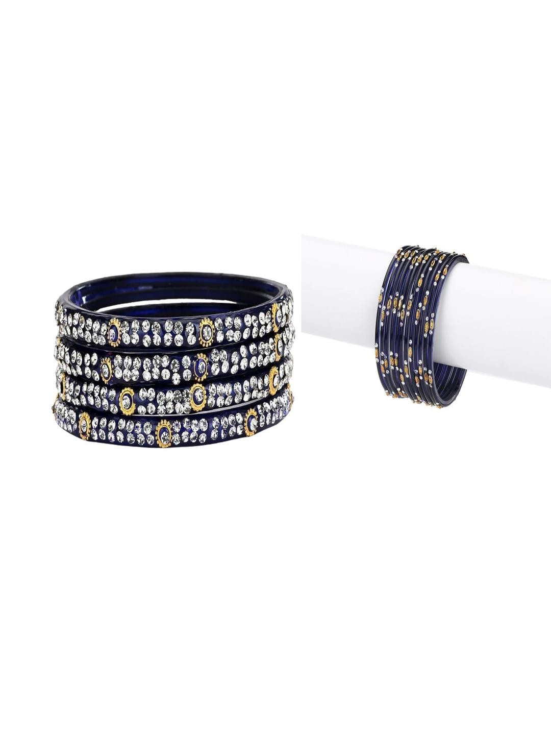 SOMIL Set of 28 Blue Alloy Bangles