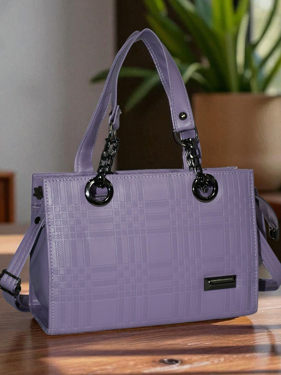 ROYAL CHAALS Brand Logo Self Design Buckle Structured Handheld Bag