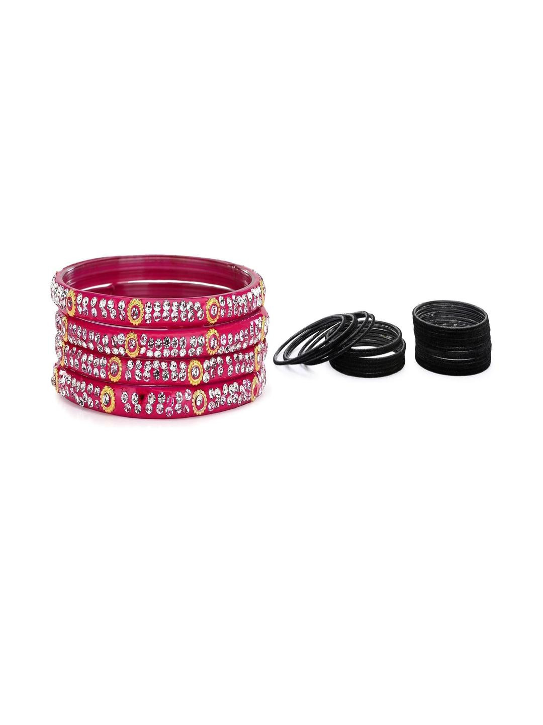 SOMIL Set of 28 Pink Alloy Bangles