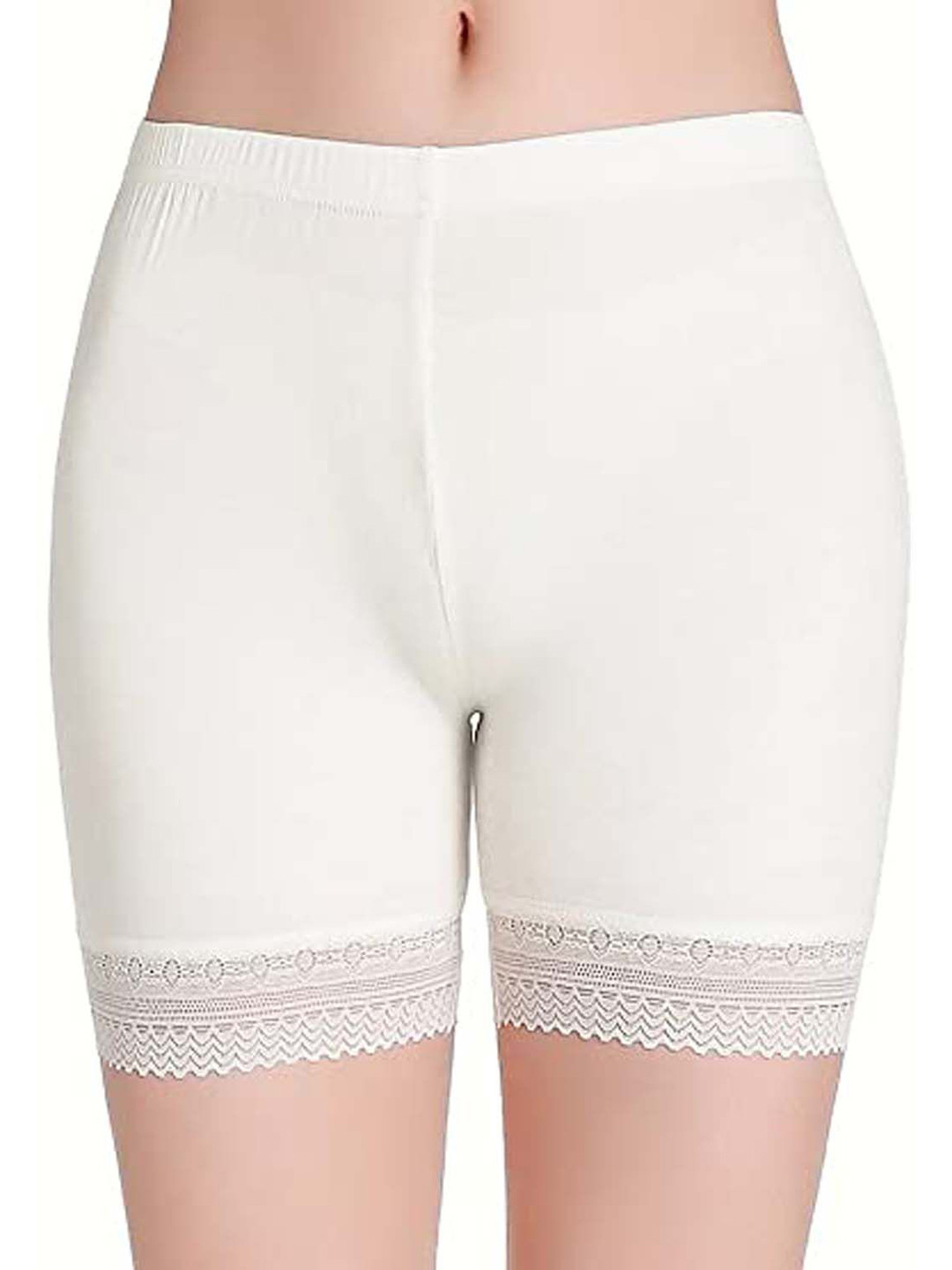 SHOPPY VILLA Women Mid-Rise Seamless Under Dress Rapid-Dry Regular Shorts With Lace Edge