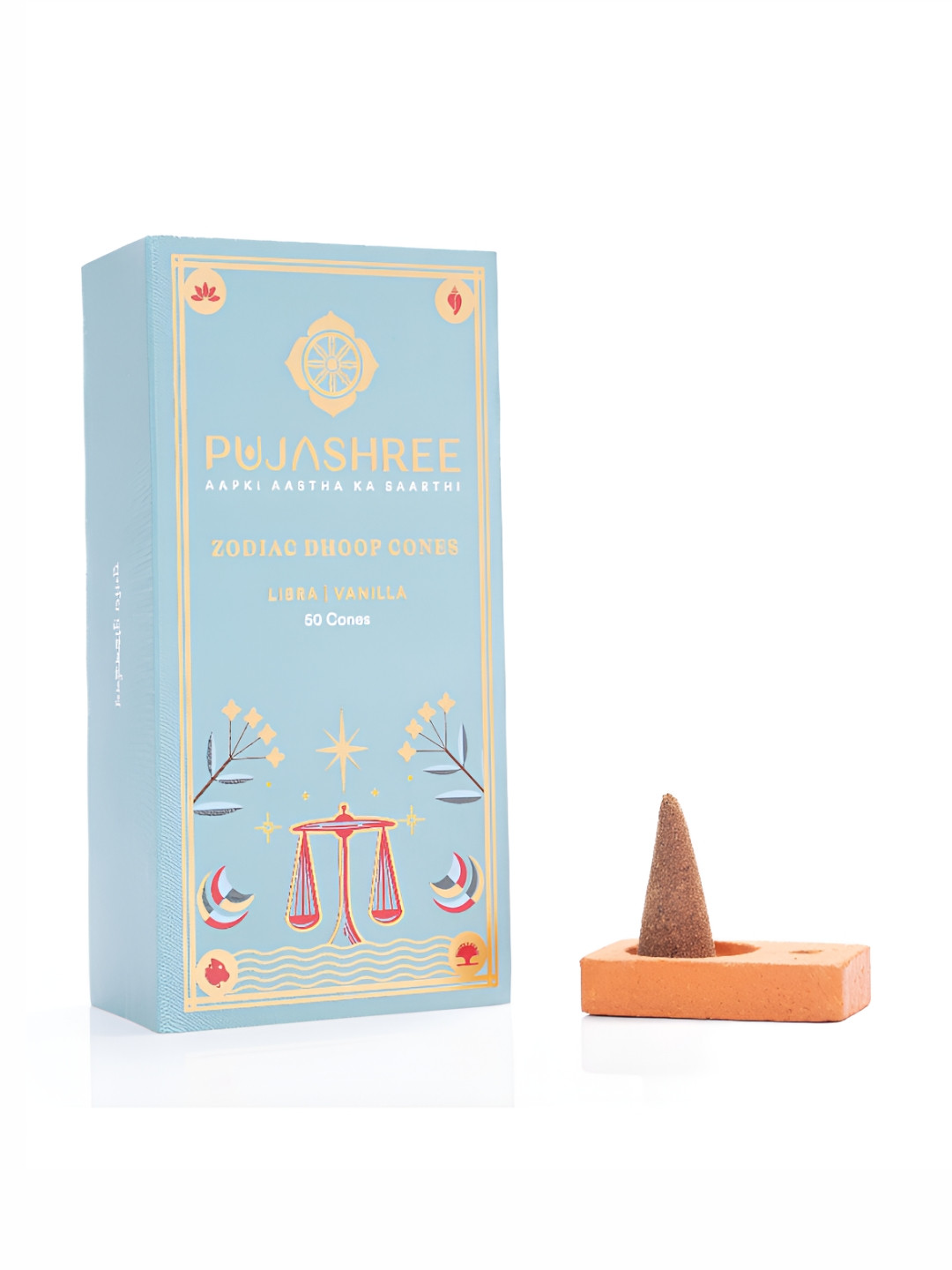 Pujashree Products Global Pvt Ltd. 50Pc Grey Wooden Zodiac Incense Dhoop Cones