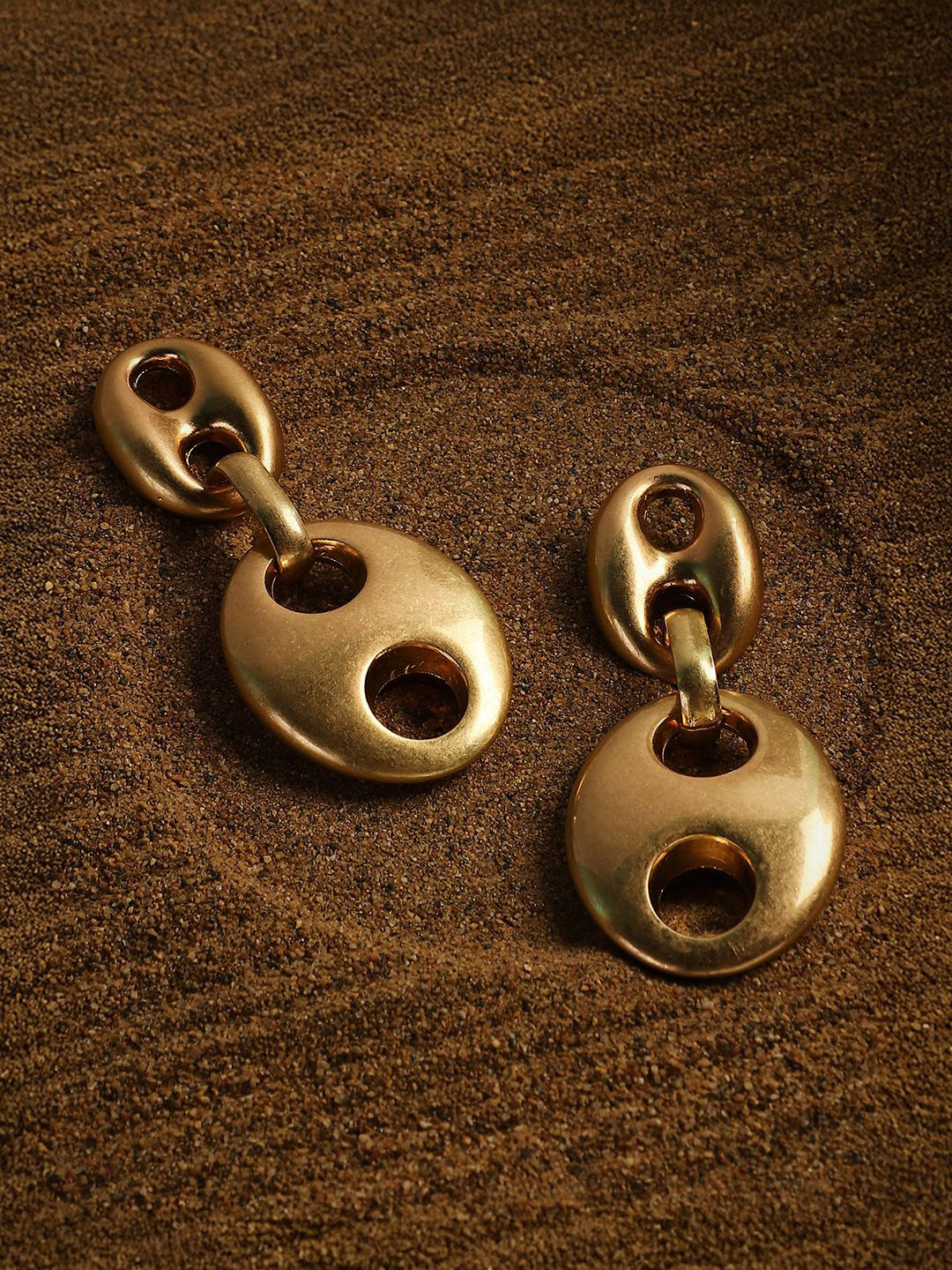 SOHI The Bolt Gold-Plated Contemporary Drop Earrings