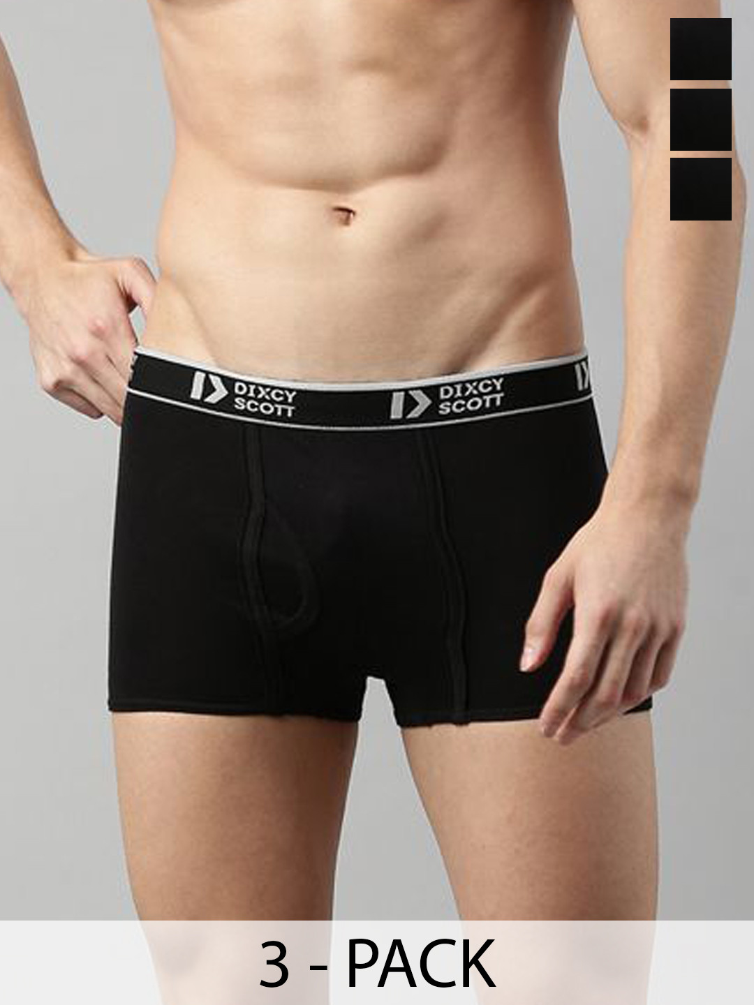 Dixcy Scott Originals 3-Pcs Pure Cotton Mid-Rise Trunks DSO SWISH-TRNK-P3, BLBLBL