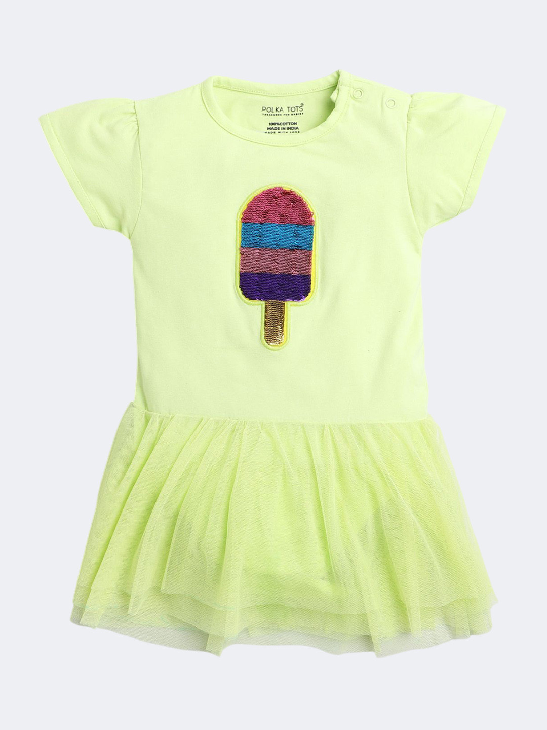 Polka Tots Infants Girls Ice-Cream Embellished Cotton Bodysuit Dress