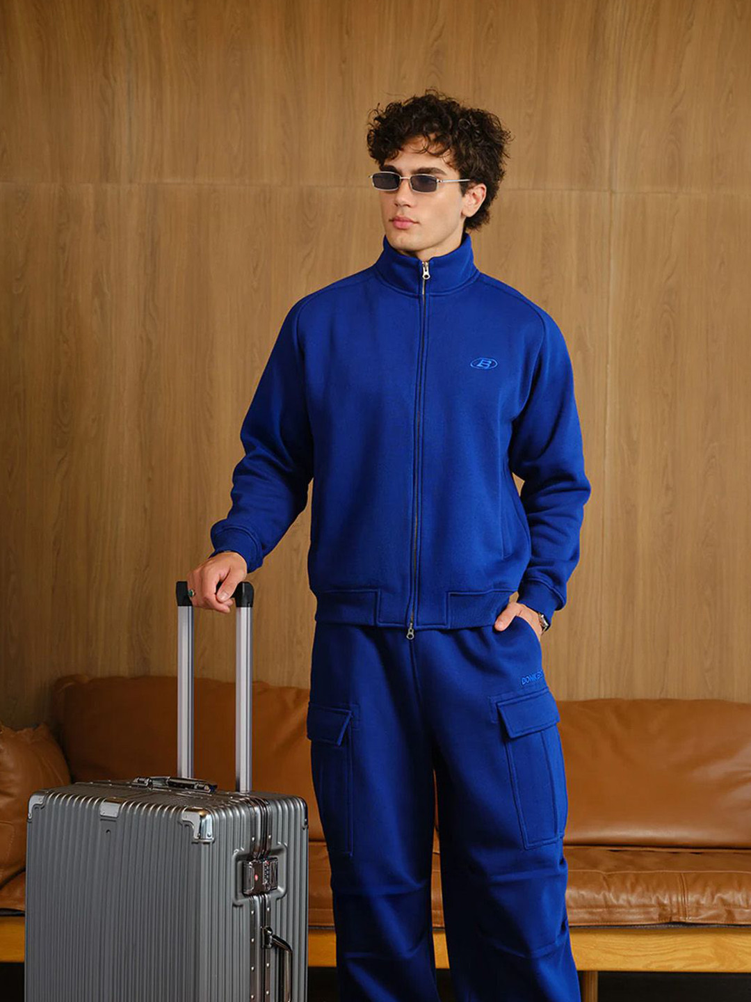 Bonkers Corner Sapphire Static High Neck Zipper Knitted Jacket