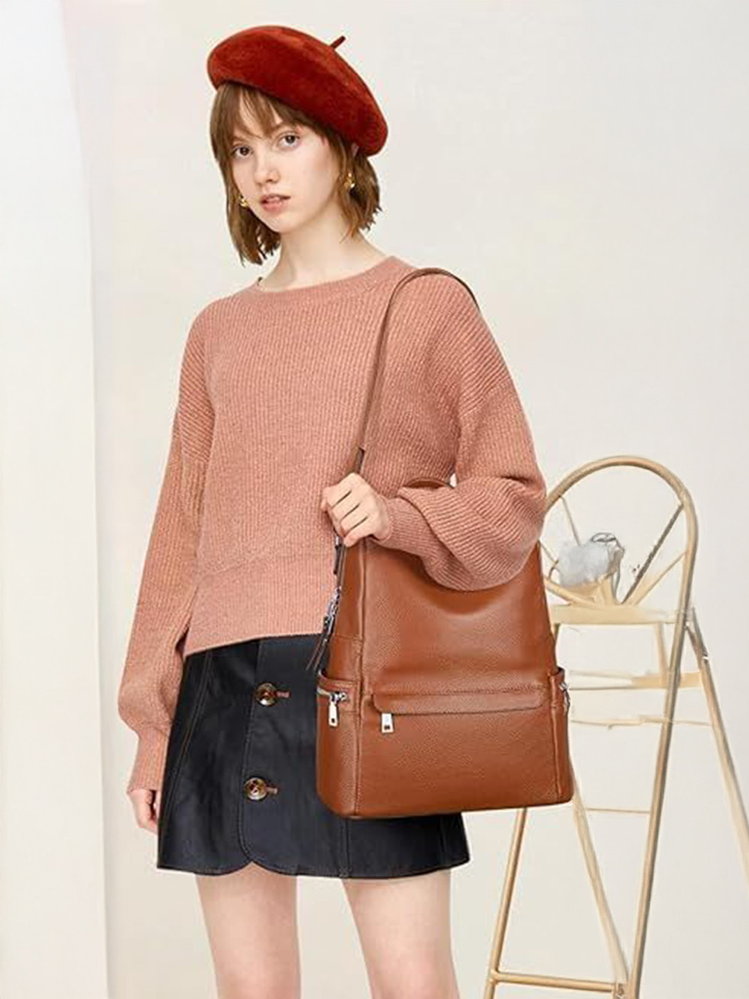 CLASSIC SMUGGLER Women Textured Waterproof Oxford Backpack with Compression Straps