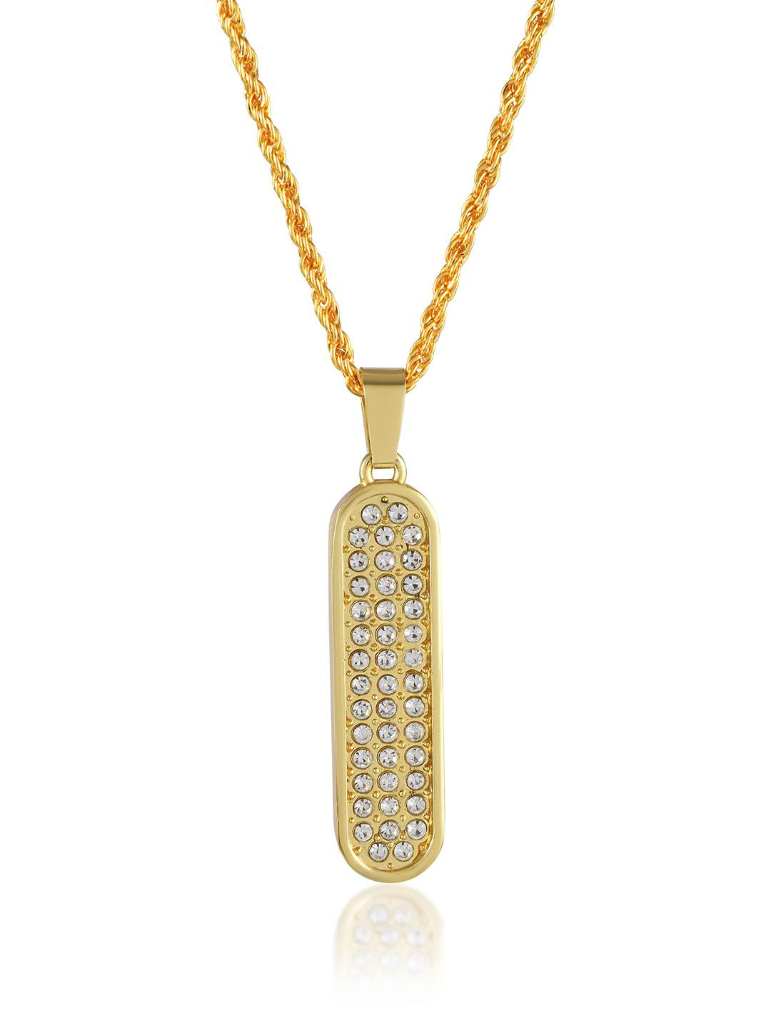 Morir Gold Plated Brass Micro Pave Clear Cubic Zirconia Pendant Chain Necklace Jewelry