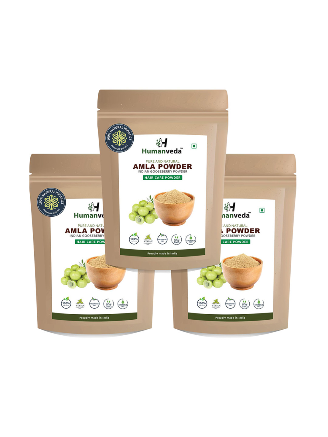 HUMANVEDA Set Of 3 Pure & Natural Amla Powder Hair Powder- 100 g Each