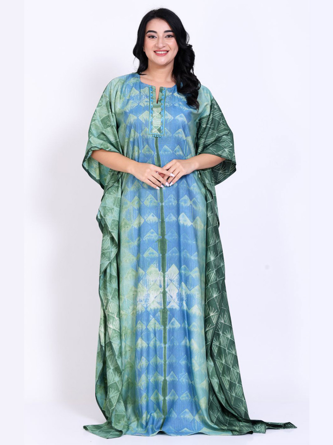 SILK N STYLES Printed Maxi Nightdress