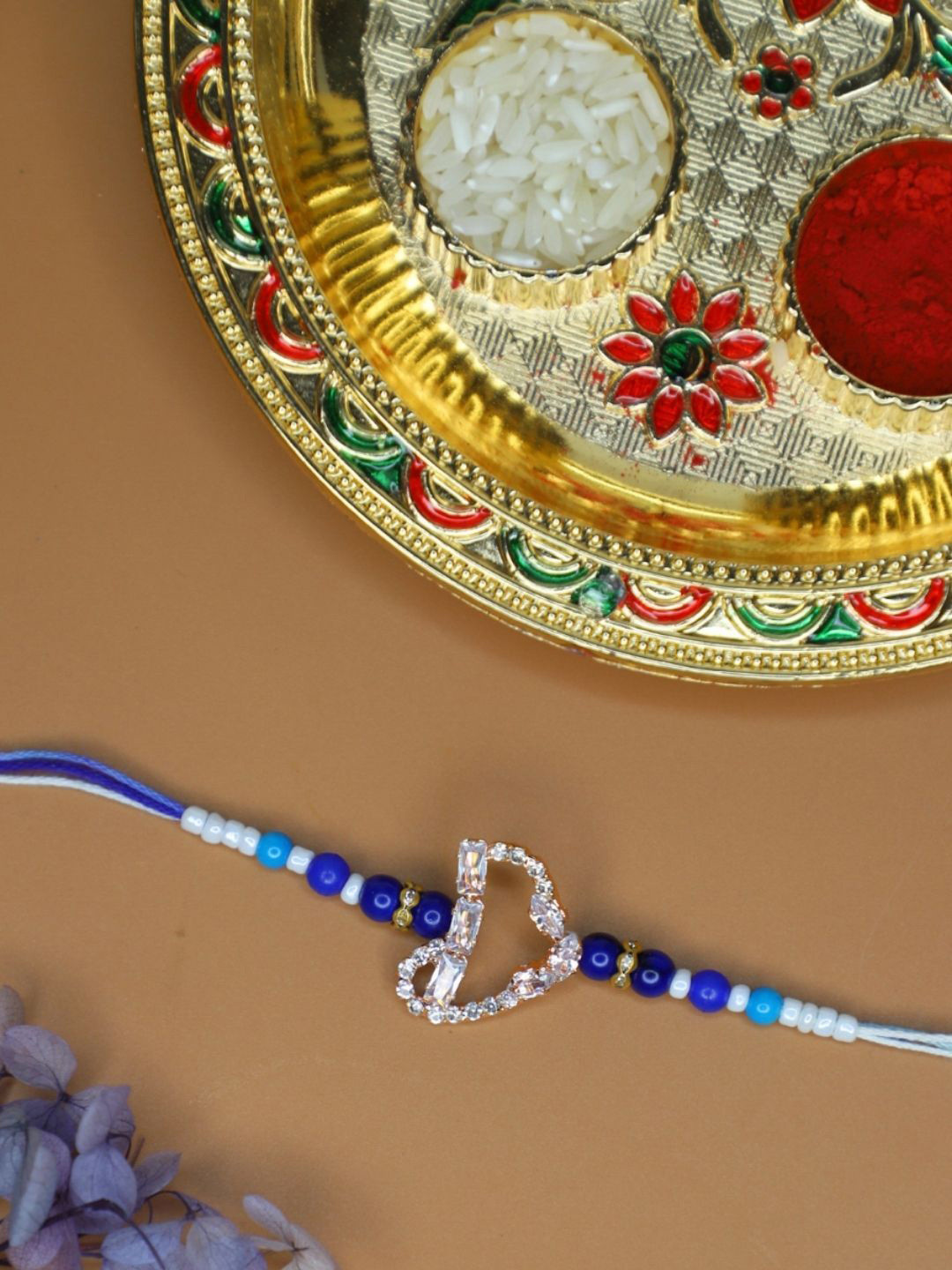 House of Pataudi D Alphabet Rakhi With Greeting Card & Roli Chawal