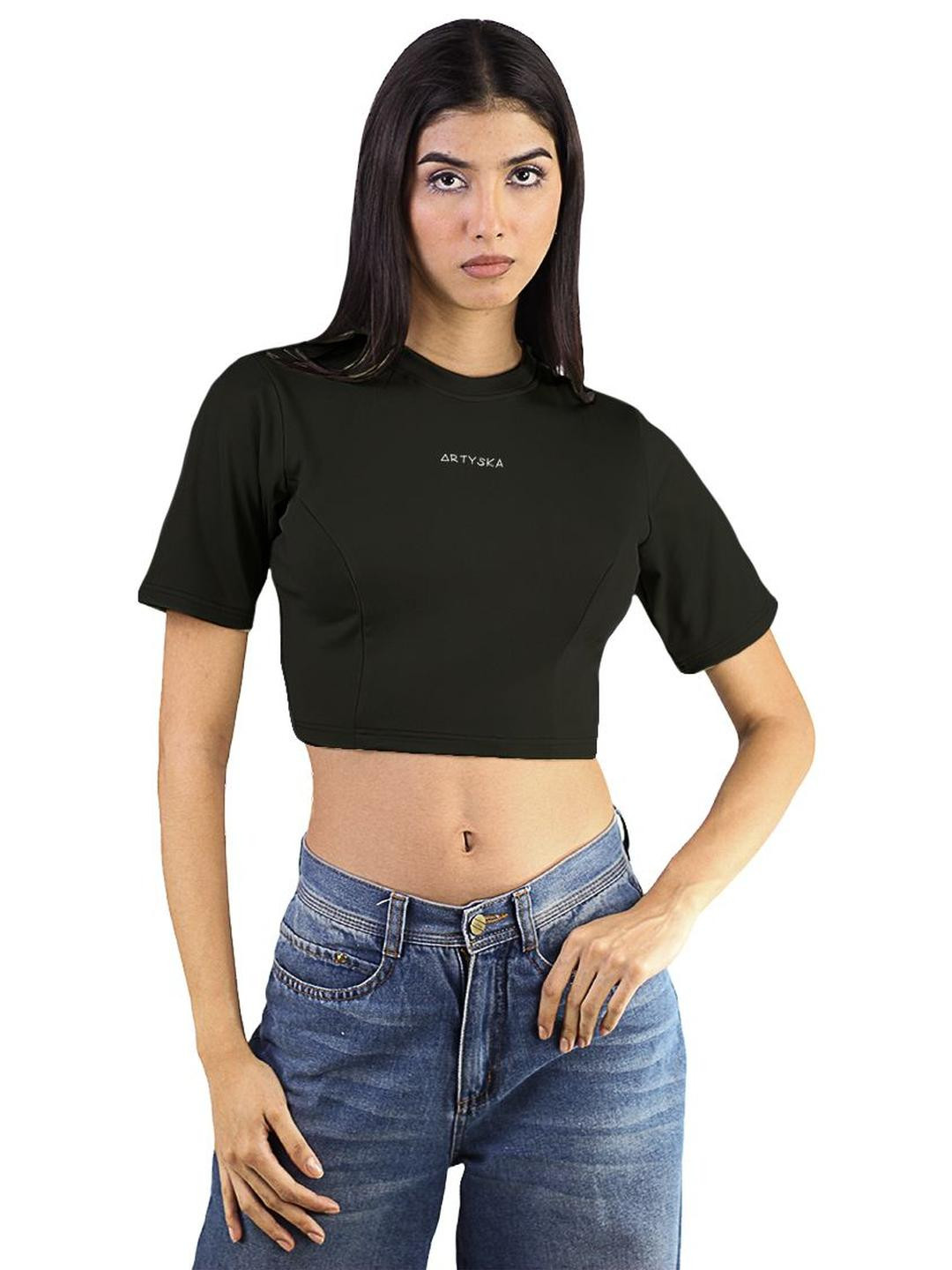 ARTYSKA Women Brand Logo Fitted Crop Top