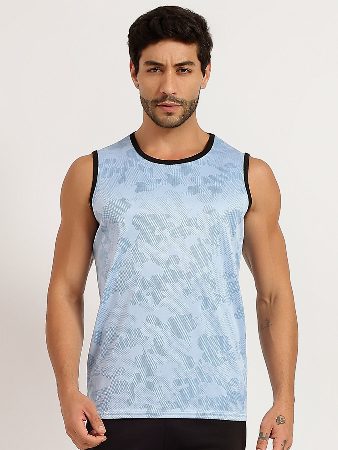 TQH Printed Round Neck Gym Vest TQH-Vest_Printed_822_SKY-Blue_S