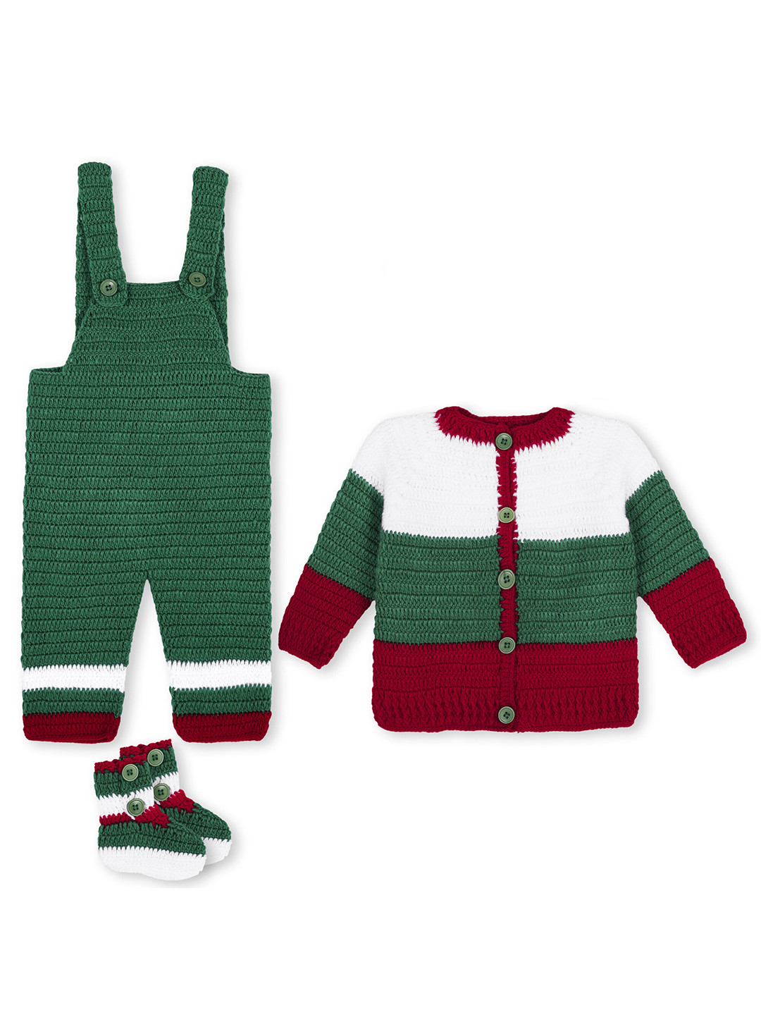 Tintin Red Self Design Pure Wool Clothing Set